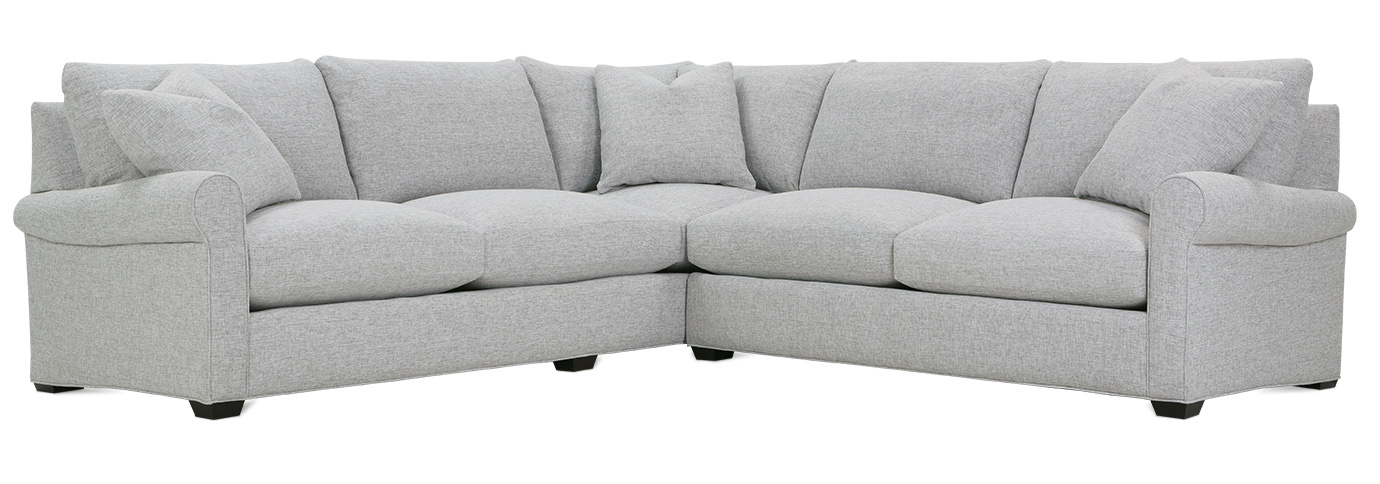 aberdeen chenille & leather sectional sofa for sale